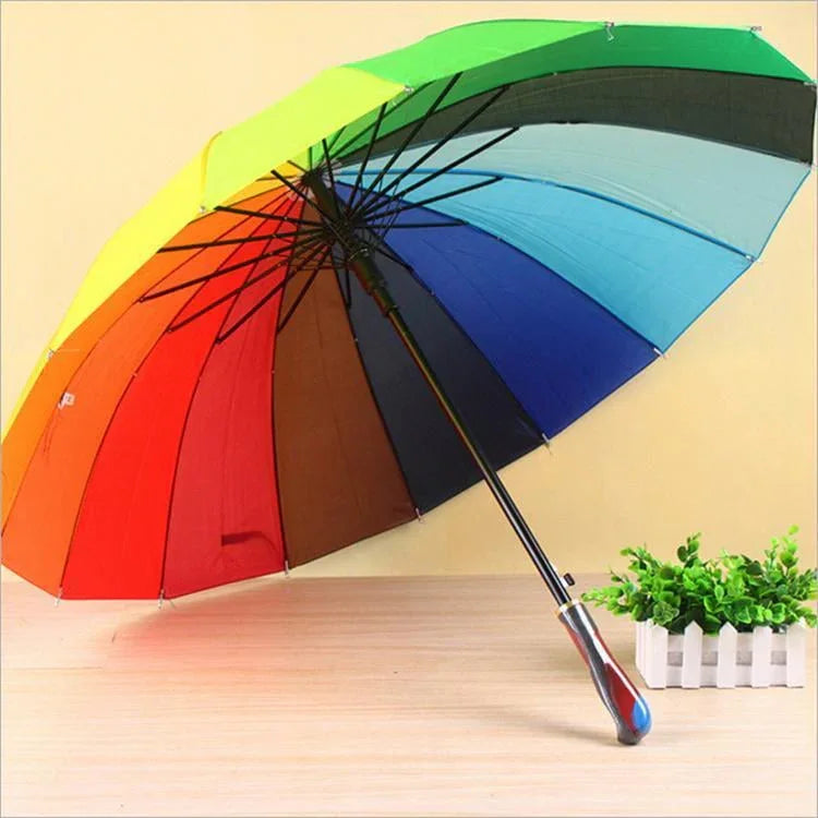 Rainbow Multi Color 16tar Automatic Sky Umbrella - Classic Umbrella