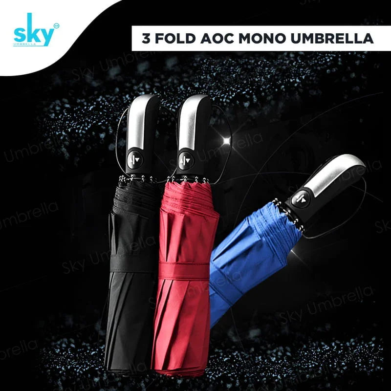Sky 3-Fold Automatic Windproof Umbrella, an example of a one-button auto open and close umbrella