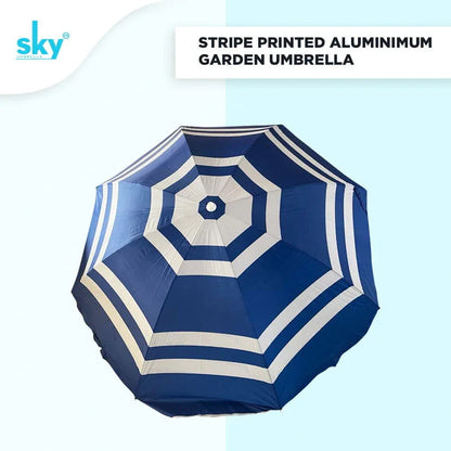 Stripe Printed Aluminium Fiber Garden Umbrella - Classic Umbrella