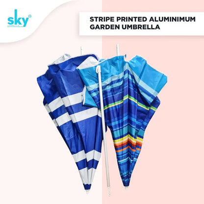 Stripe Printed Aluminium Fiber Garden Umbrella - Classic Umbrella