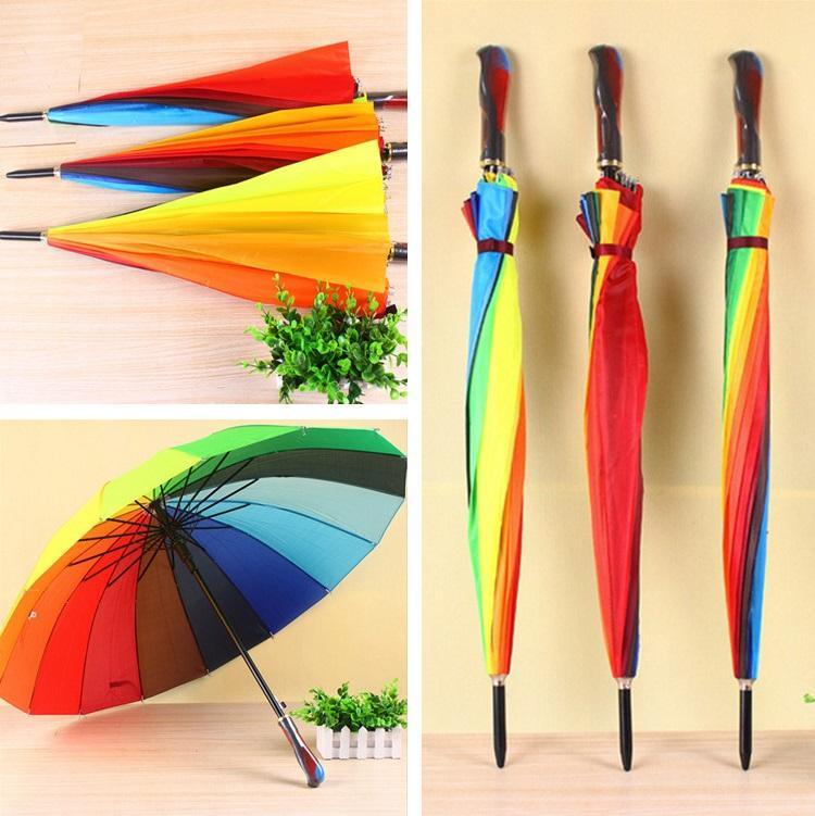 Rainbow Multi Color 16tar Automatic Sky Umbrella - Classic Umbrella