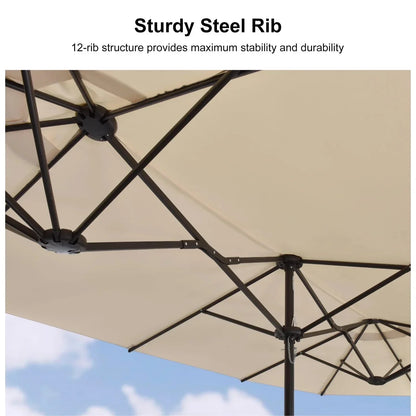 Double Sided Rectangular Patio Market Umbrella - Classic Umbrella