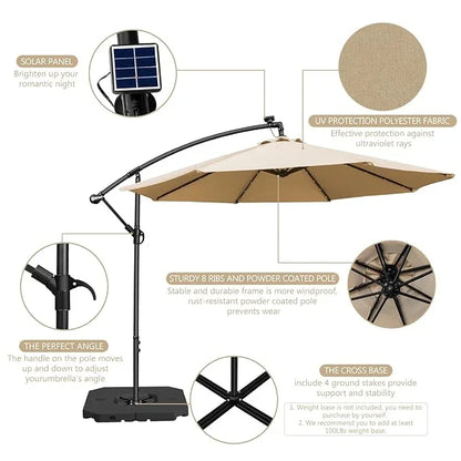 Solar LED Sidepole Patio Umbrella Garden Outdoor Umbrella - Classic Umbrella