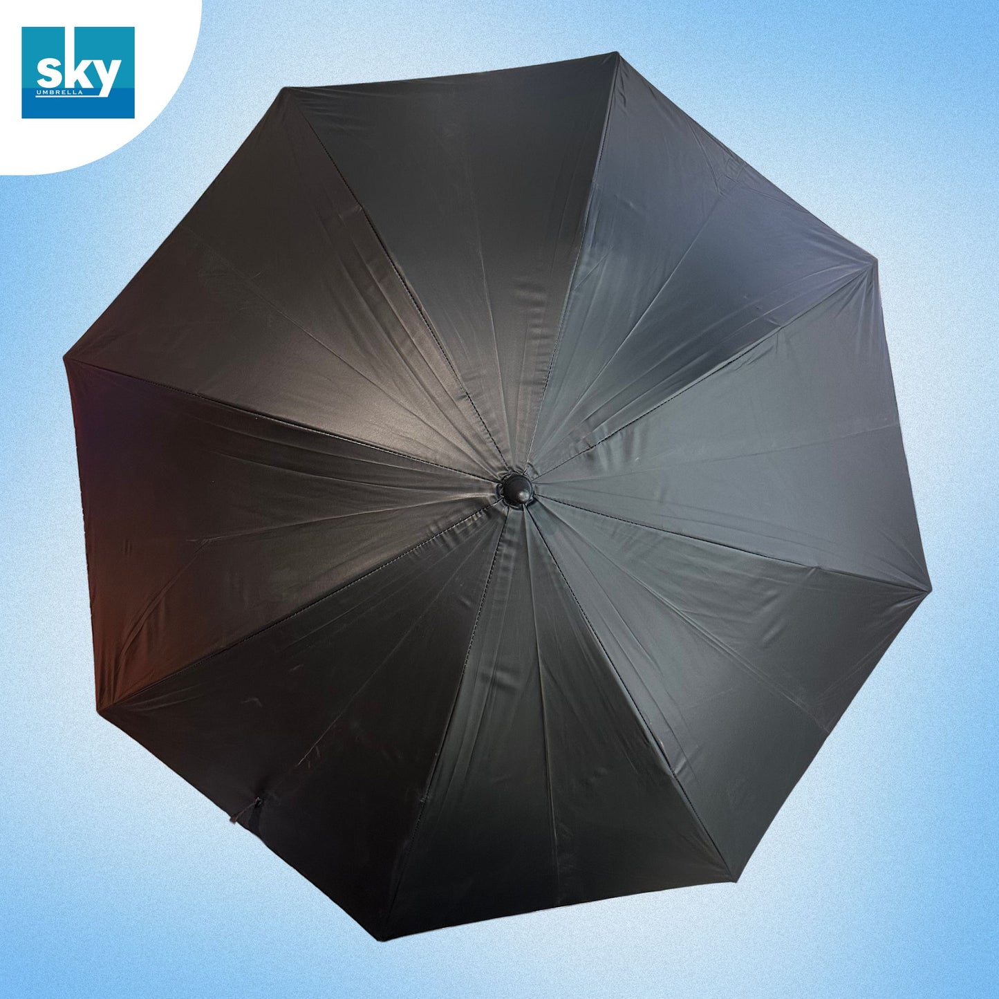 Top View of the umbrella which is black in color for UV Protection