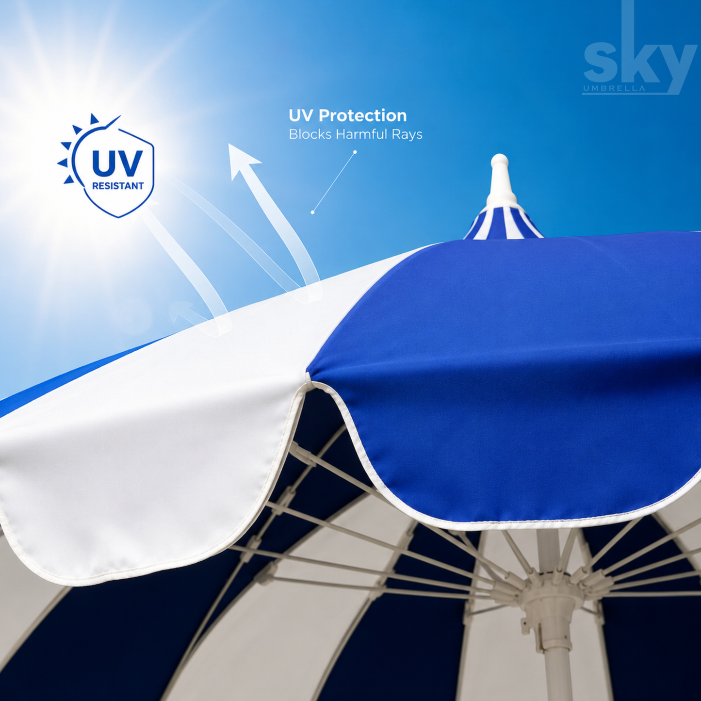 UV-resistant waterproof fabric providing sun protection for outdoor use.