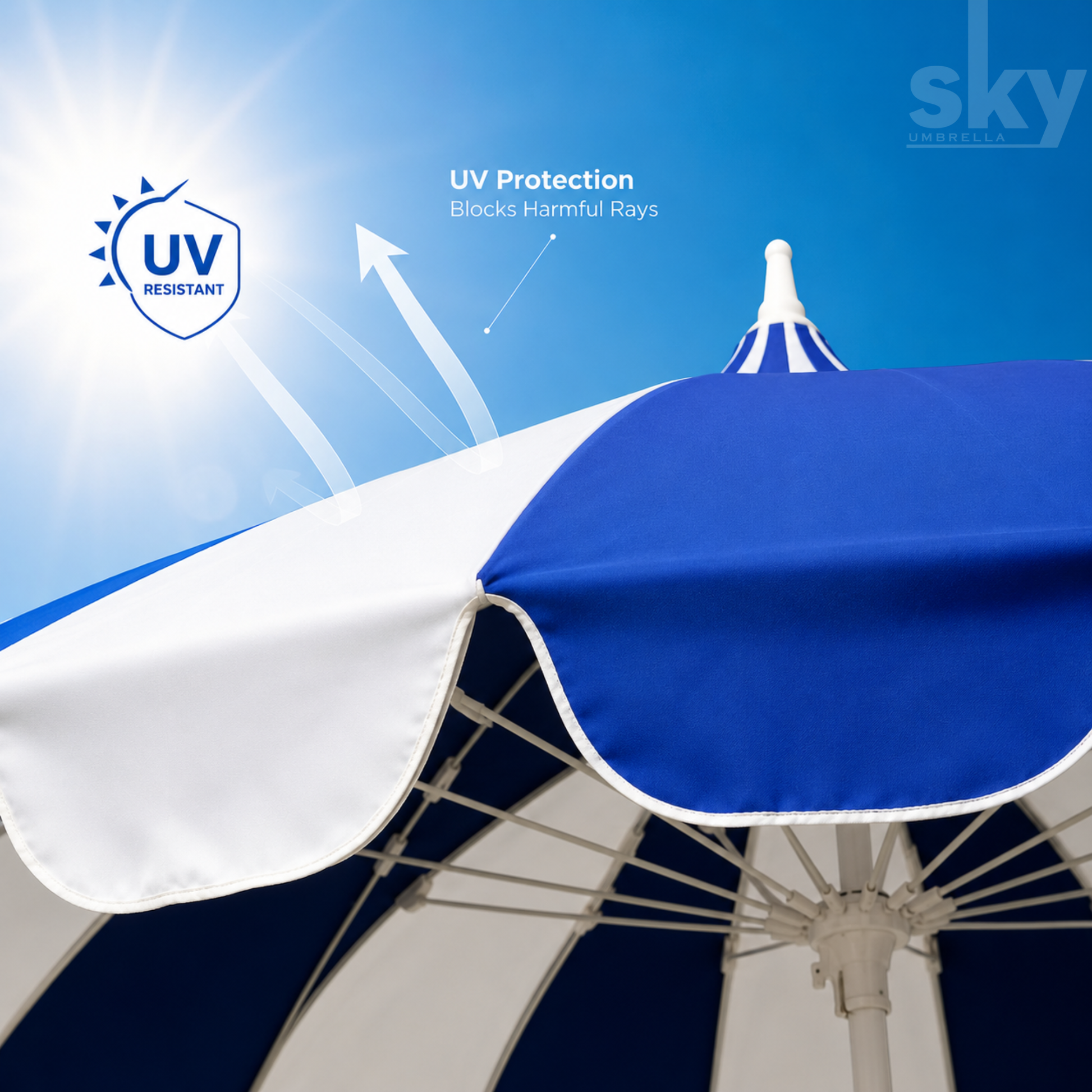 UV-resistant waterproof fabric providing sun protection for outdoor use.