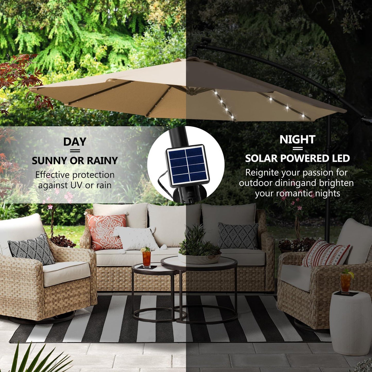 Solar LED Sidepole Patio Umbrella Garden Outdoor Umbrella - Classic Umbrella